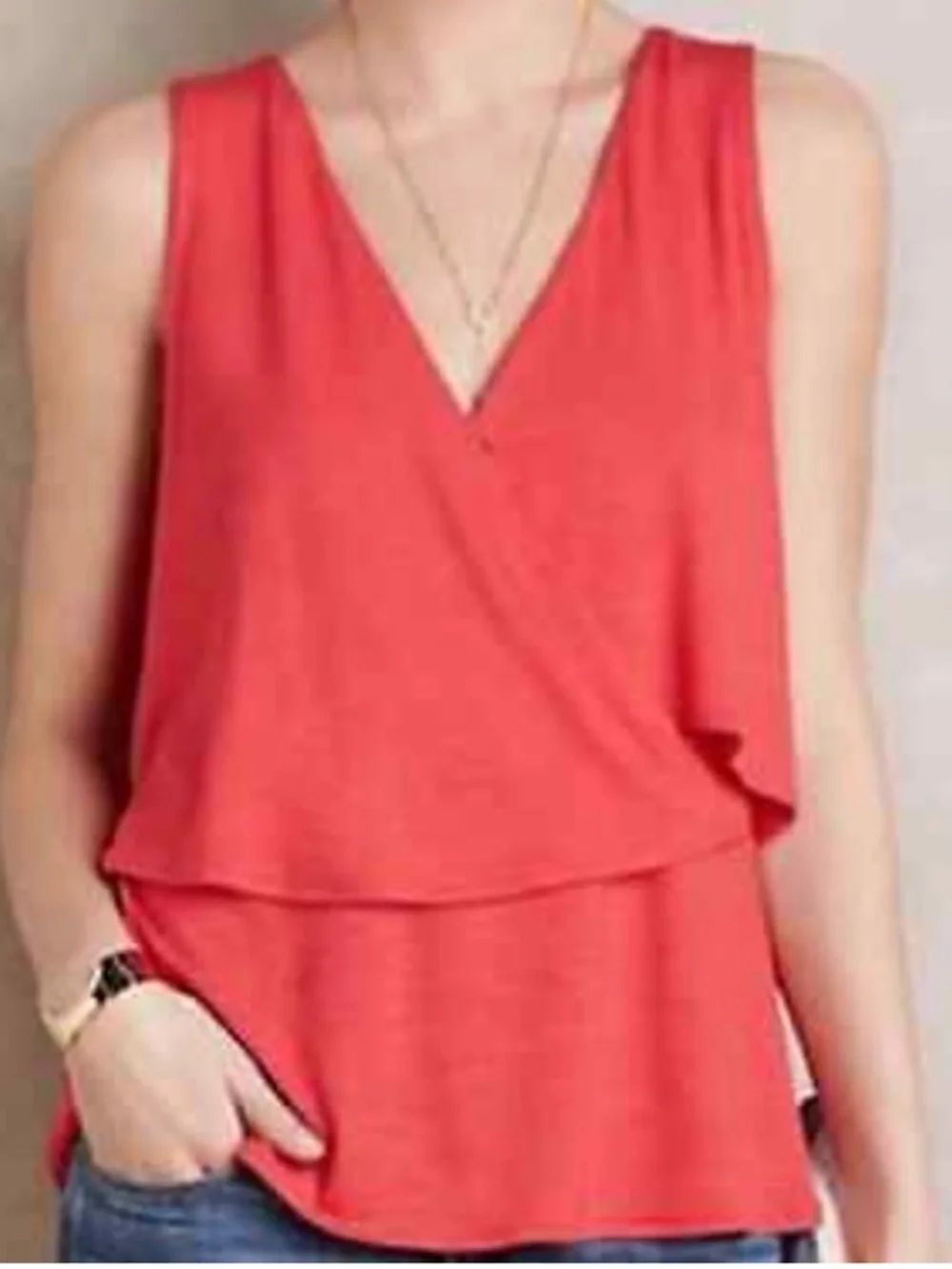 Anthropologie DELETTA Faux Wrap Sleeveless Top M